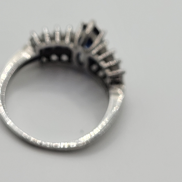 Sterling Silver and Dark Blue Clear Glass Women's Ring - Picture 10 of 12